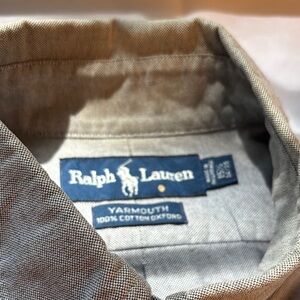 Ralph Lauren 15.5 34/35 Yarmouth 100% Cotton Oxford Pinpoint Gray Shirt